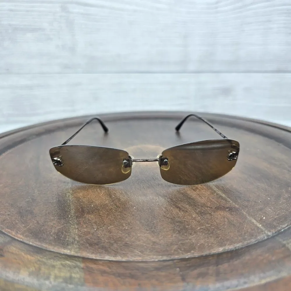 Vintage CHANEL 4002 Rimless Coco Y2K Sunglasses Italy CC Logo Eyewear Gorpcore